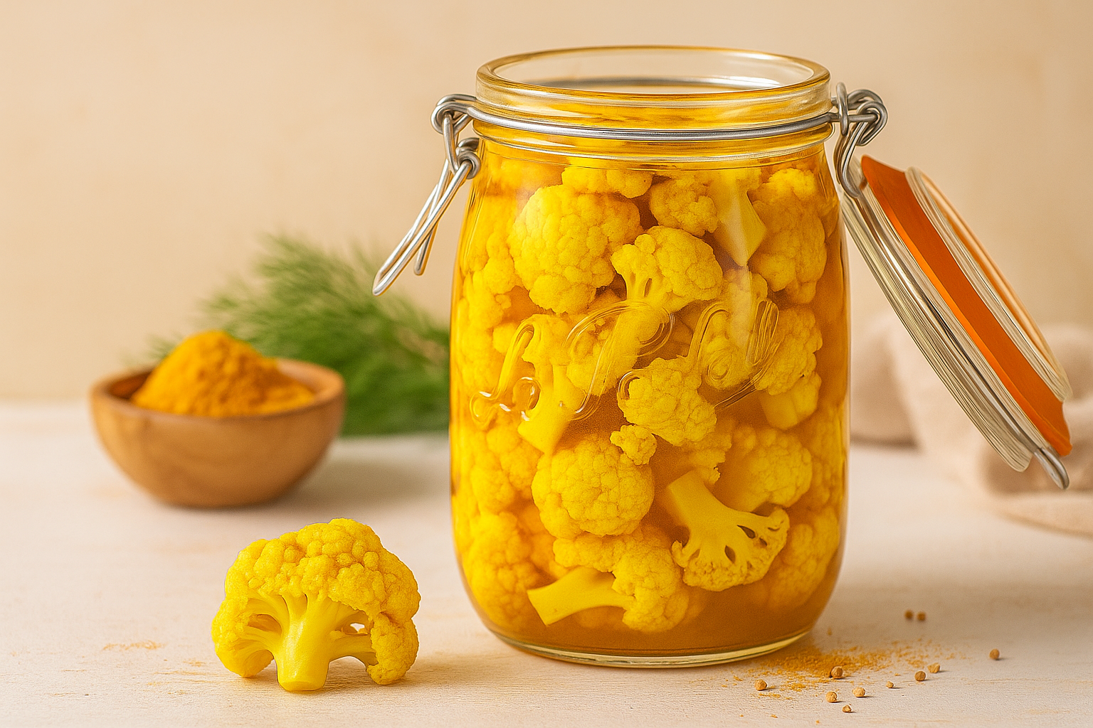 Pickles de chou-fleur au curcuma