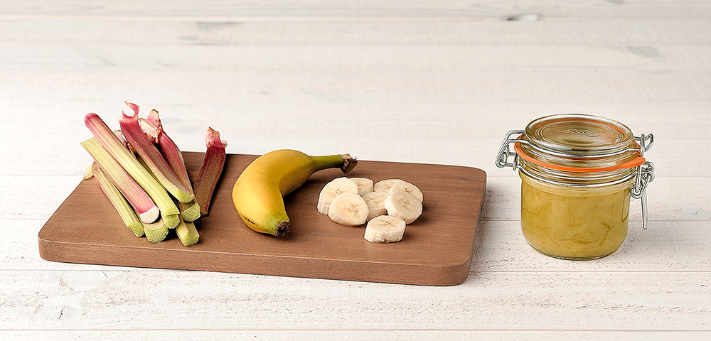 Compote banane/rhubarbe en conserve