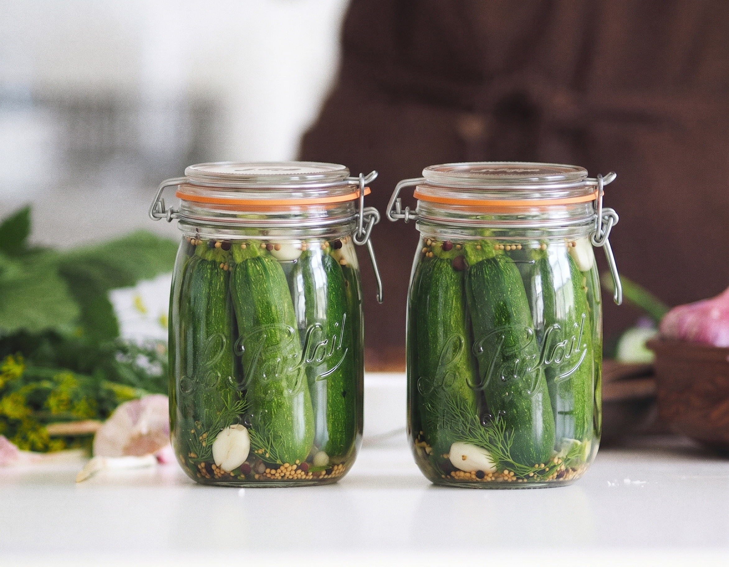 Courgettes entières marinées au vinaigre