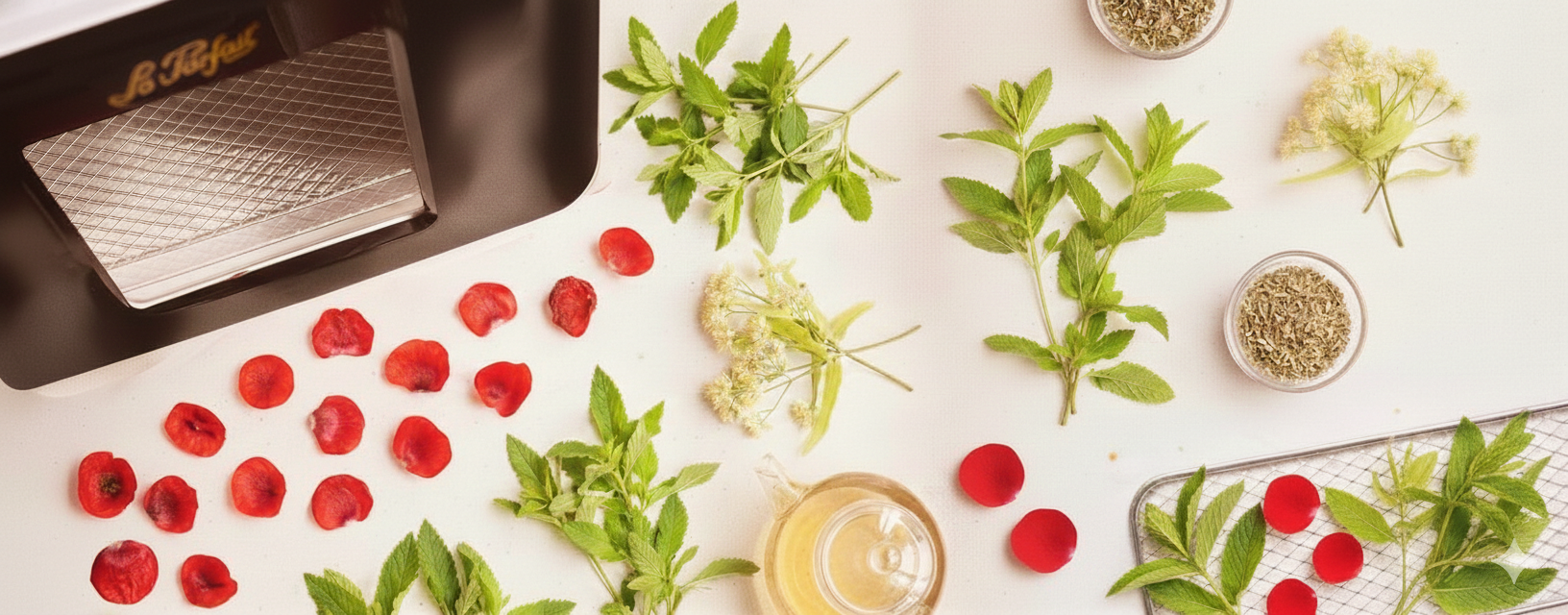 Déshydrateur Le Parfait et pétales de coquelicot
