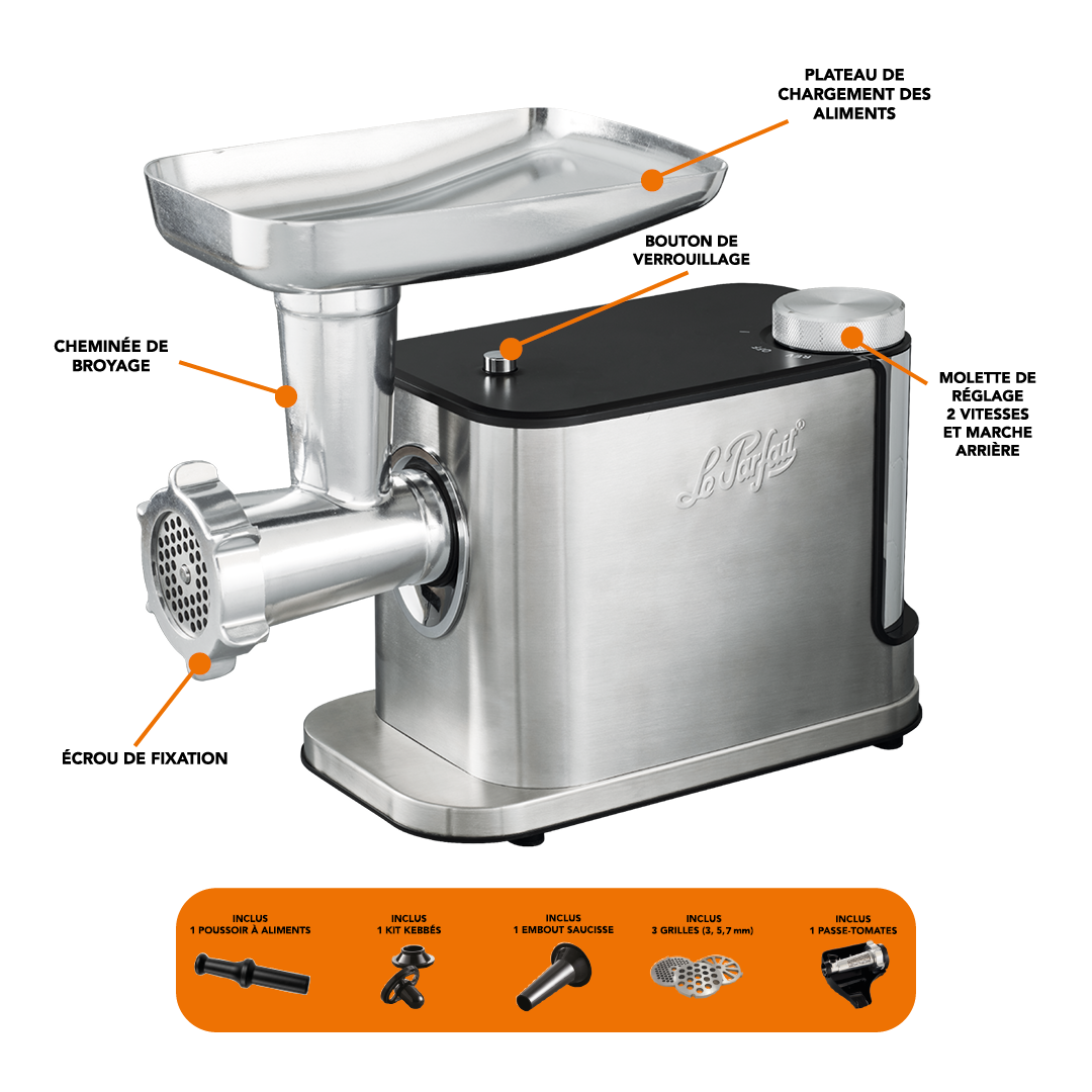 Hachoir électrique n°8 et passe tomate - Le Parfait®