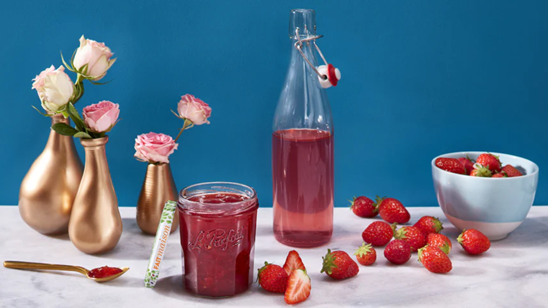 Confiture de fraises au sirop de rose