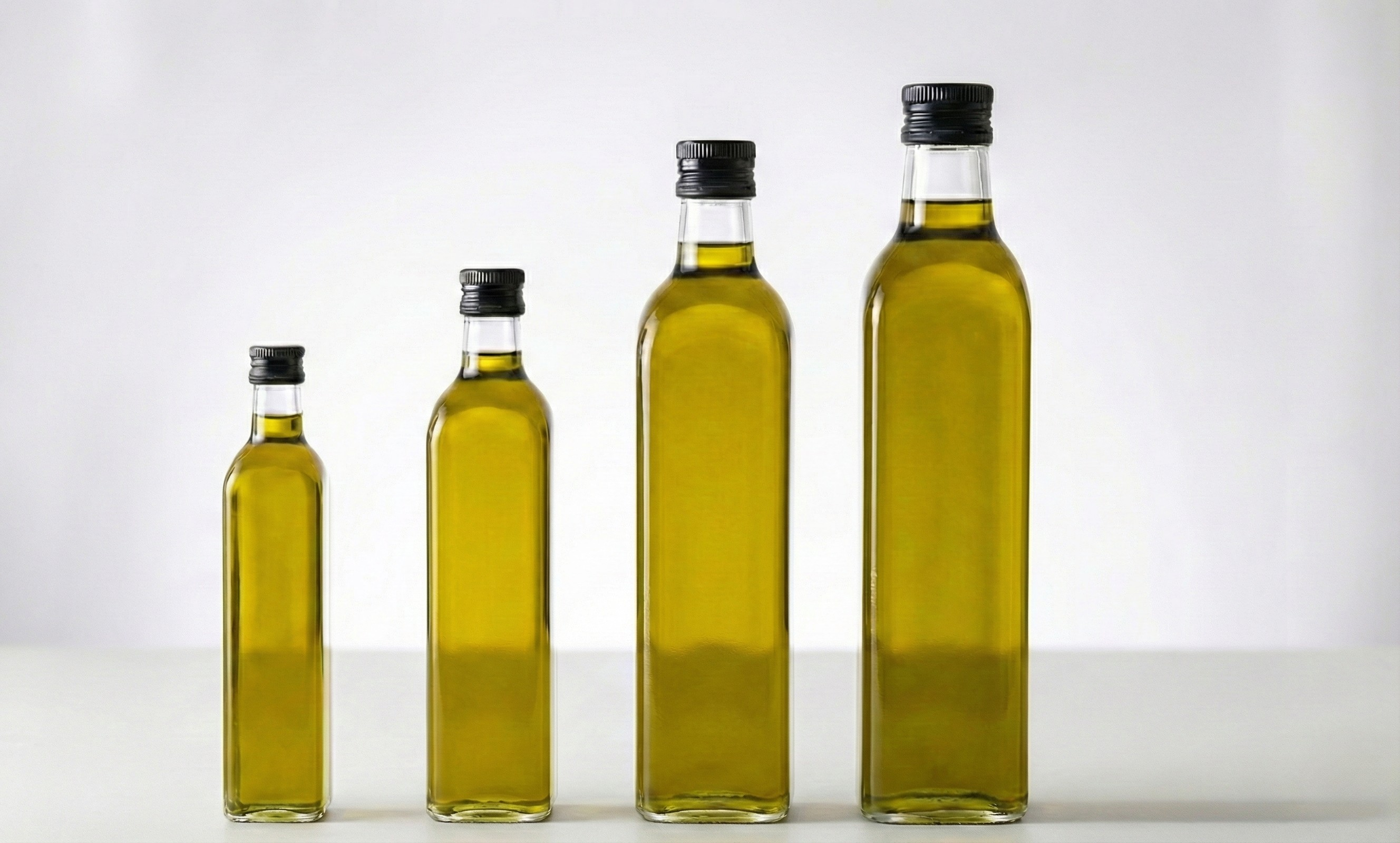 Marasca square bottles in white glass