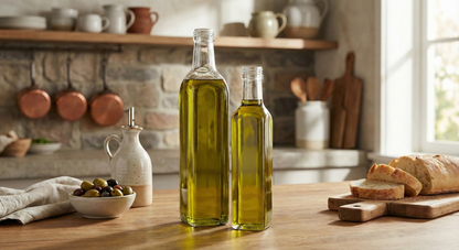Marasca square bottles in white glass