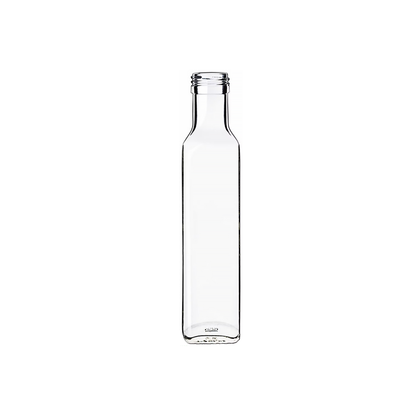 Marasca square bottles in white glass